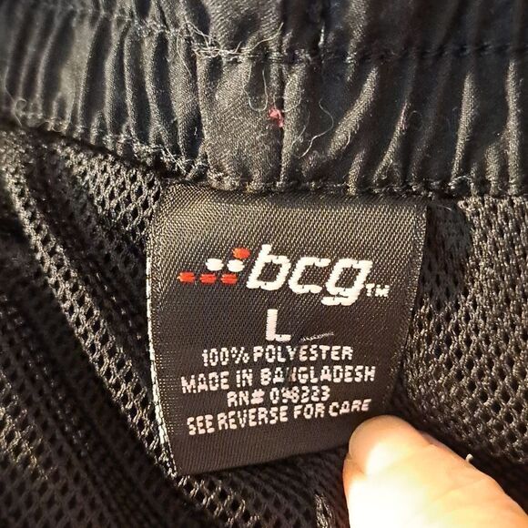 BCG Women’s Track Pants Joggers Size L Black Pink Stripe Elastic Waist Pockets - Picture 6 of 10